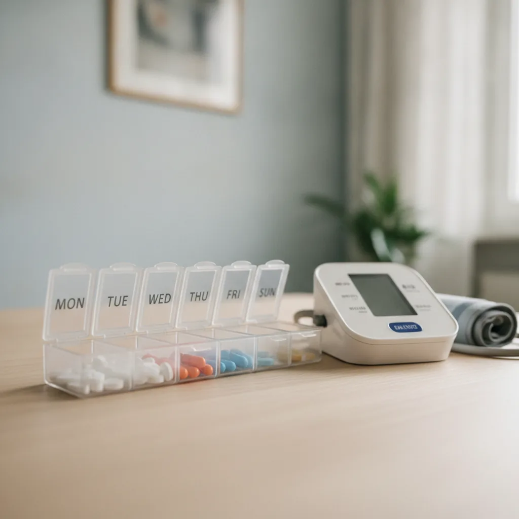 Medikamentendispenser und Blutdruckmessgerät für die Behandlungspflege