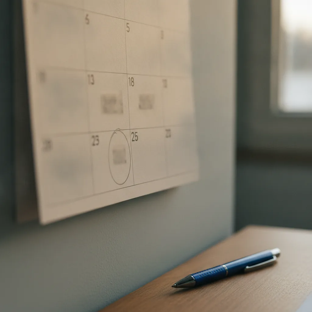 Kalender mit markiertem Termin für das Erstgespräch